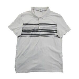 Calvin Klein Mercerized Slim Fit Men's Medium Polo Tennis Golf Shirt White Grey